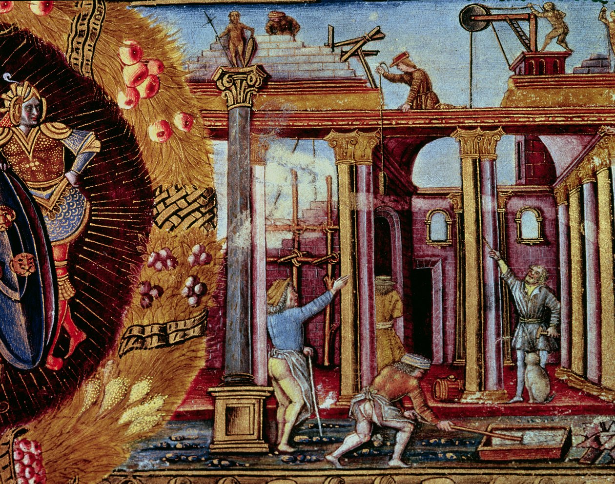 Sztuka budowania, z rękopisu o architekturze, Venetian autorstwa Italian School