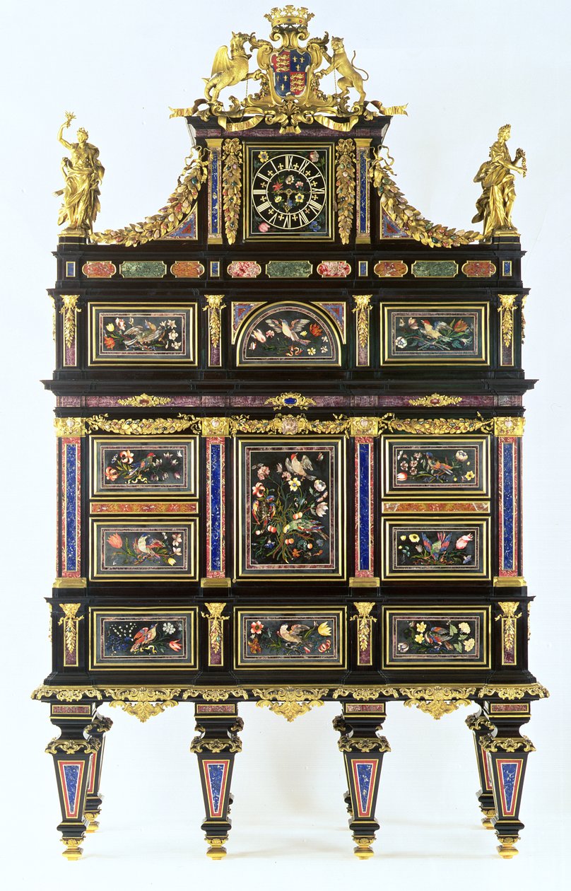 Gabinet do badmintona, ok. 1720-32 (pietra dura, heban i ormolu) autorstwa Italian School