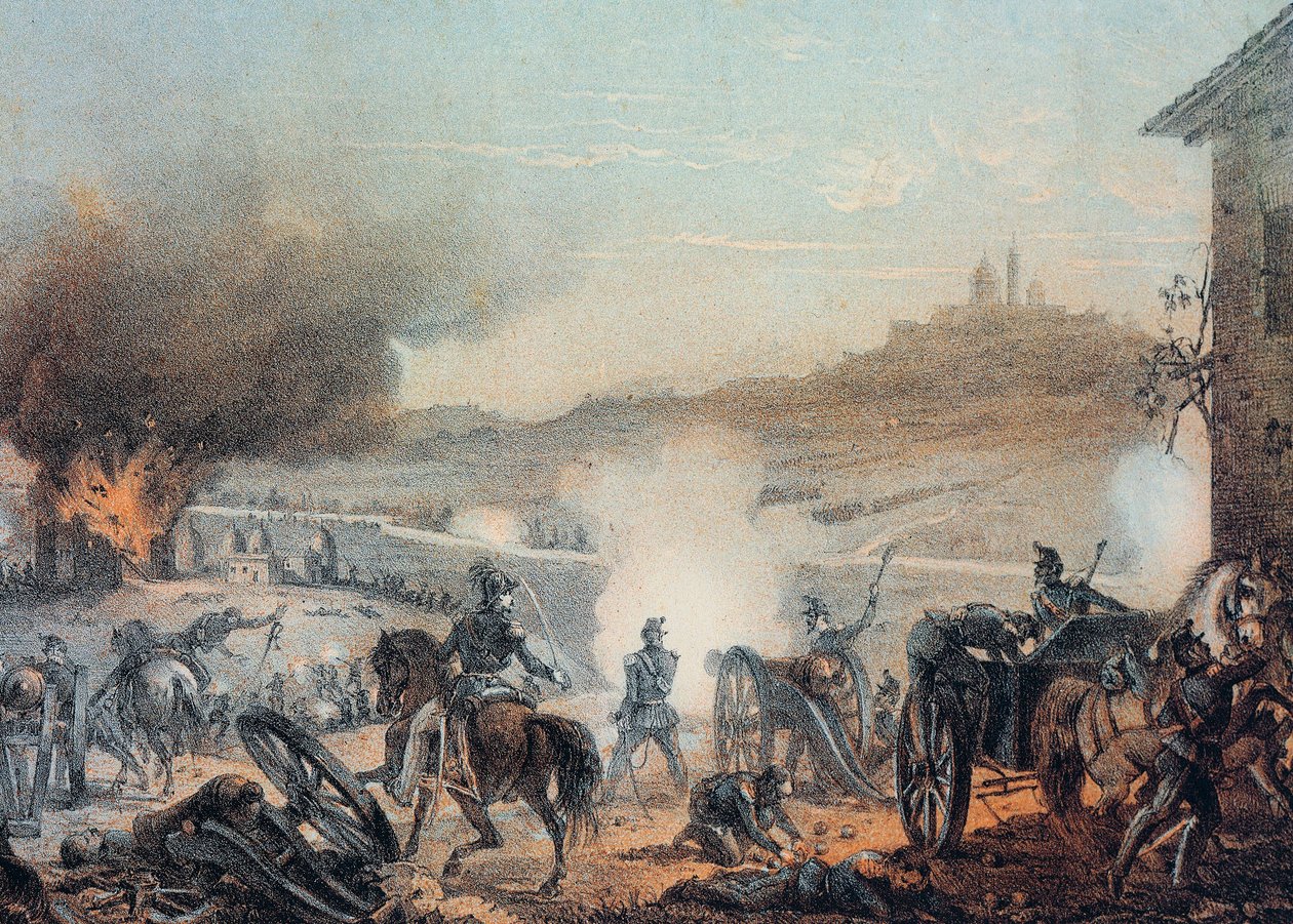 Bitwa pod Castelfidardo (bitwa ekspedycji tysiąca) 18 września 1860 - Risorgimento (zjednoczenie Włoch) (1859-1924): bitwa pod Castelfidardo 18 września 1860 - wojska papieskie pokonane przez wojska piemonckie autorstwa Italian School