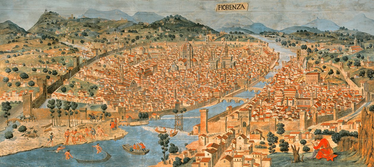 „Carta della Catena” przedstawiająca panoramę Florencji autorstwa Italian School