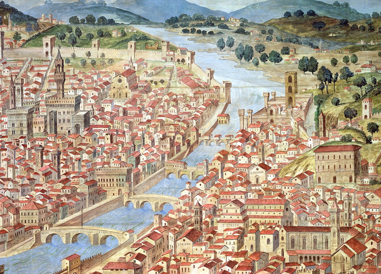 „Carta della Catena” przedstawiająca panoramę Florencji autorstwa Italian School
