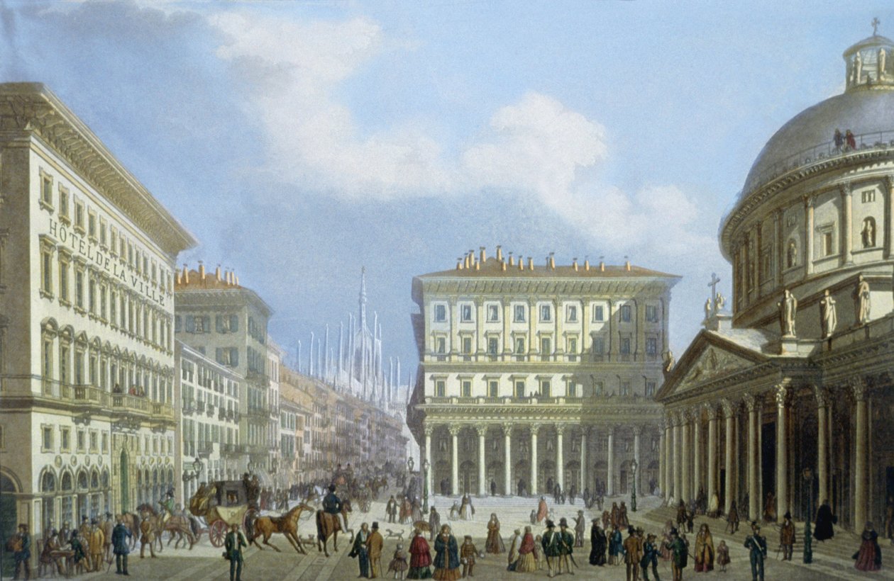 Ratusz i Piazza di San Carlo z widoków Mediolanu i okolic autorstwa Italian School