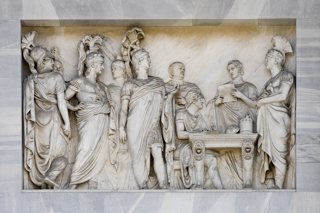 Kongres Wiedeński, fragment Łuku Pokoju, Mediolan, Włochy (marmur) autorstwa Italian School