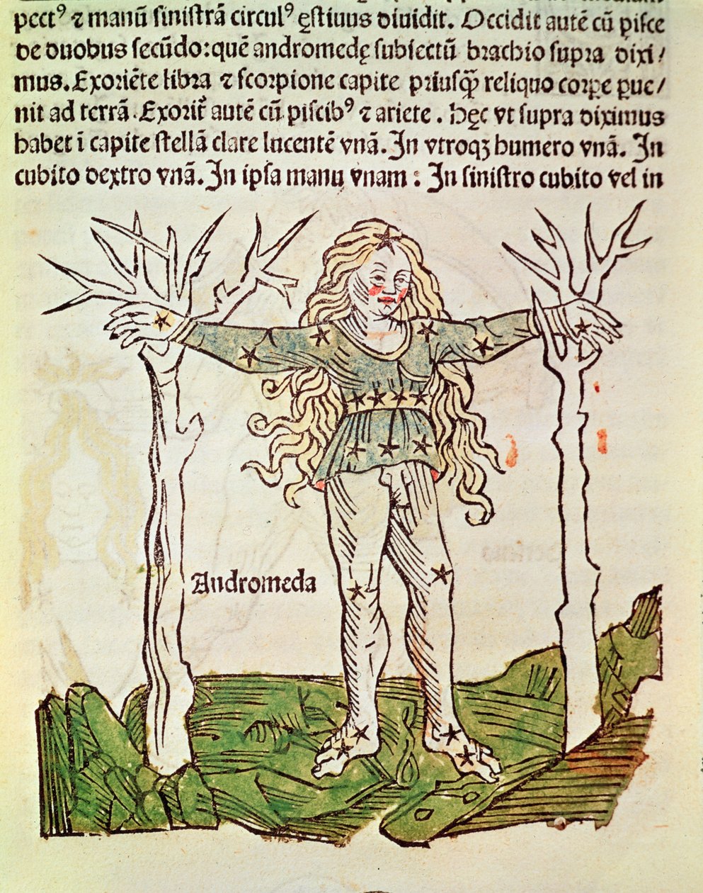 Konstelacja Andromedy, ilustracja z „Poeticon Astronomicon” C.J. Hyginusa, Wenecja, 1485 (kolorowy drzeworyt) autorstwa Italian School