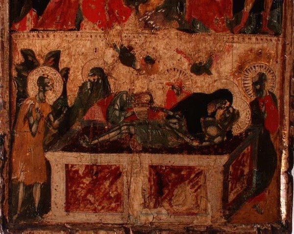 Złożenie Chrystusa, dolna połowa panelu (patrz także 78636) (panel) autorstwa Italian School