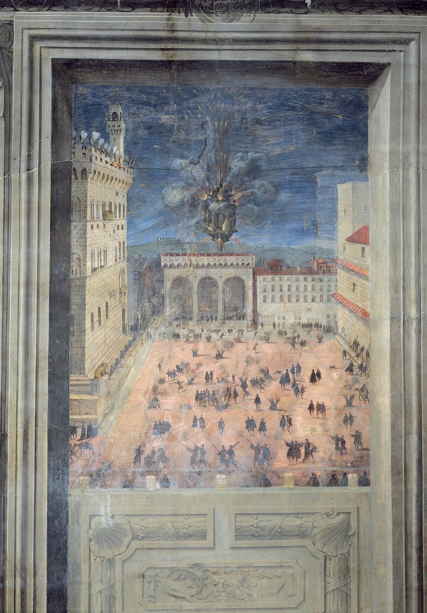 Fajerwerki na Piazza della Signoria, ok. 1560 autorstwa Italian School