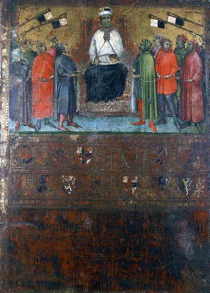 Rząd przywracający czeki w miastach, 1385 autorstwa Italian School