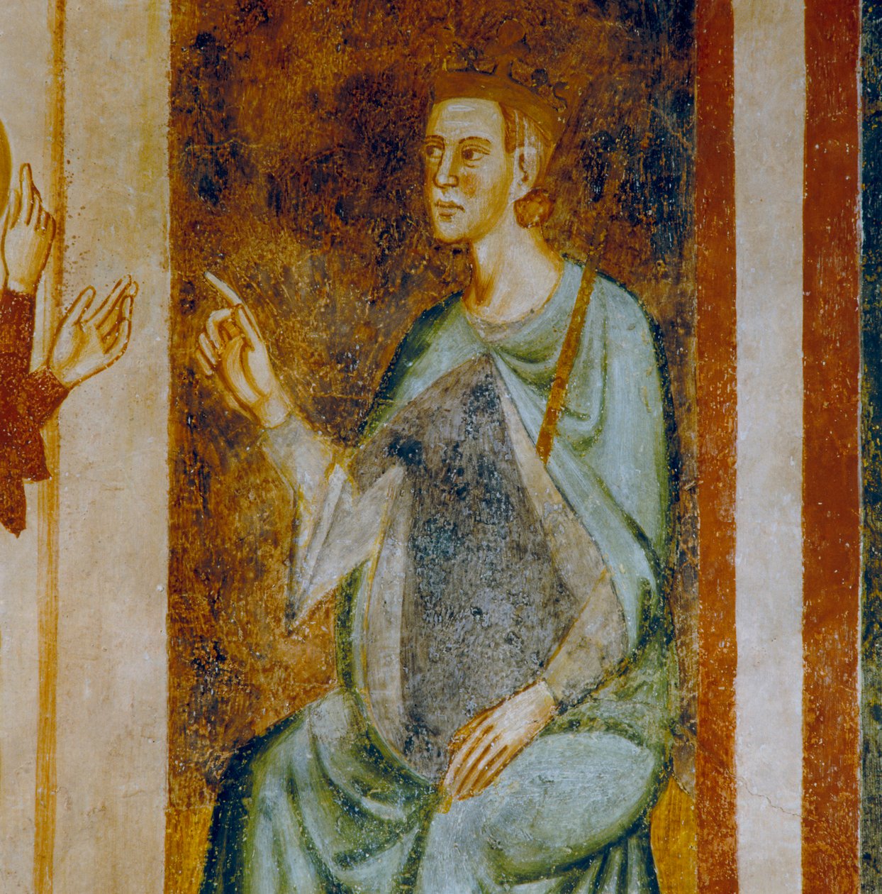 Gubernator Antiochii Olibrius, fragment epizodu Sądu Św. Małgorzaty, z cyklu fresków poświęconych Św. autorstwa Italian School
