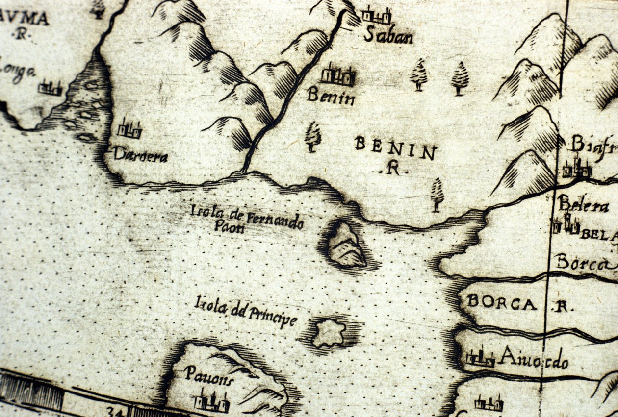 Zatoka Benin (dawniej Dahomej), część Zatoki Gwinejskiej, na podstawie mapy Urbano Monte autorstwa Italian School