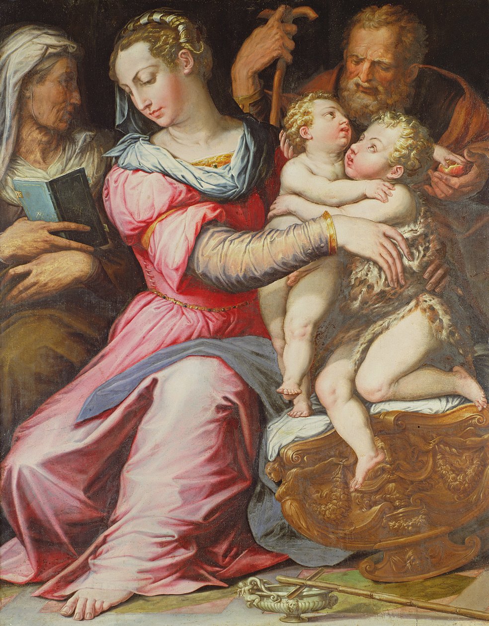 Święta Rodzina z Dzieciątkiem Św. Jan Chrzciciel (tempera na desce) autorstwa Italian School