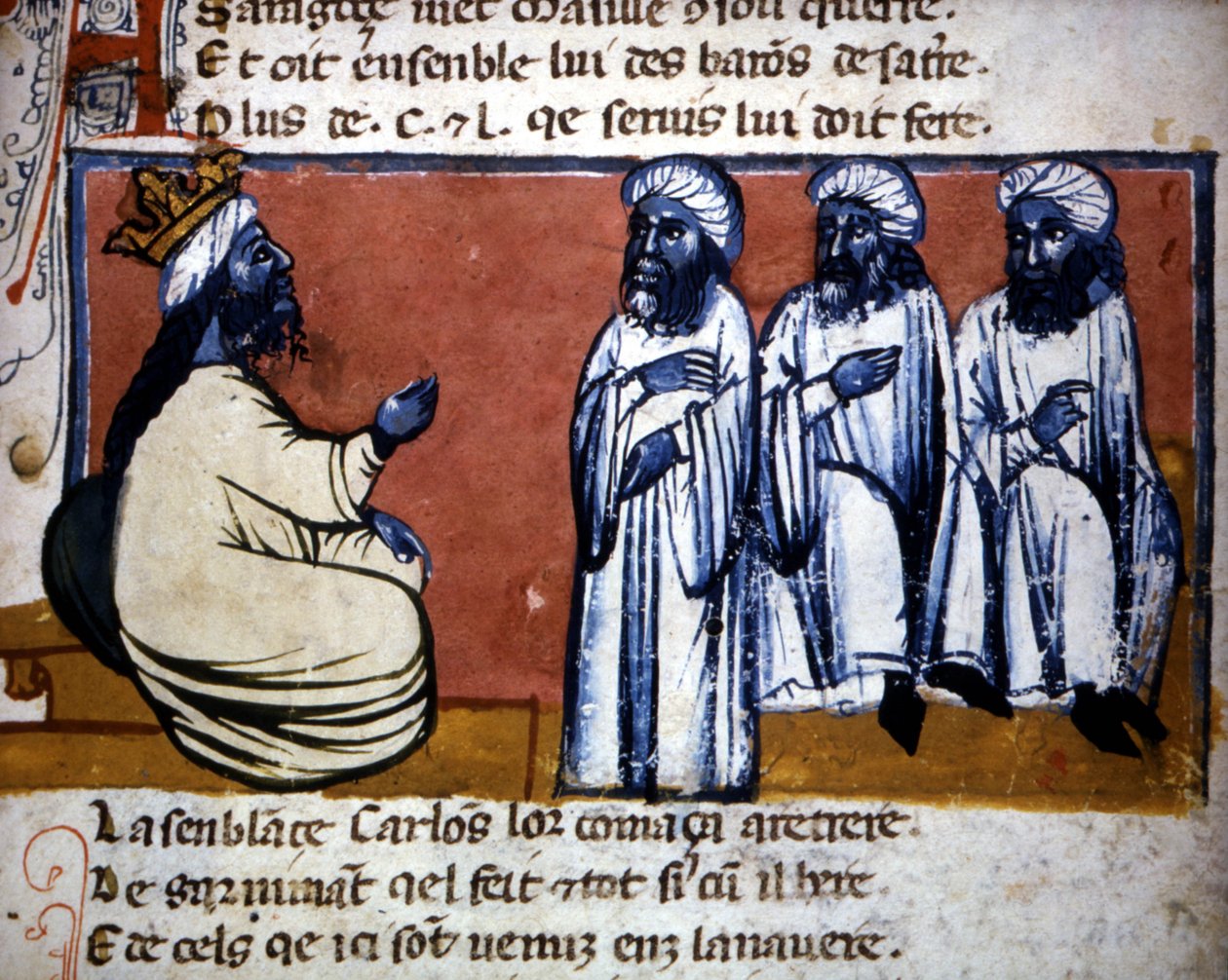 Ostatni arabski król Granady, ilustracja z "L"Entrée d"Espagne", ok.1320 autorstwa Italian School