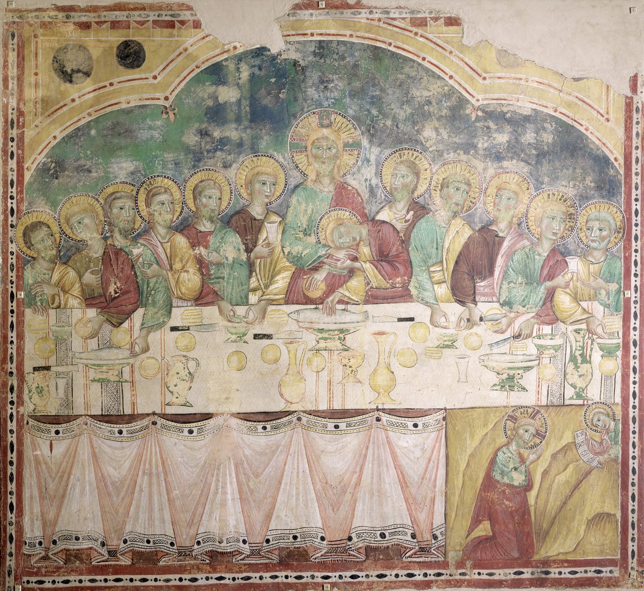 Ostatnia wieczerza i agonia w ogrodzie, ok. 1300 (fresk przeniesiony na płótno) autorstwa Italian School