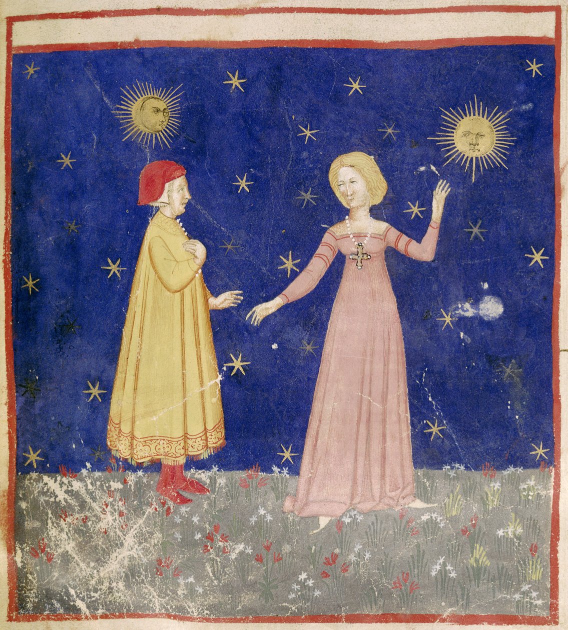 Spotkanie Dantego (1265-1321) i Beatrice autorstwa Italian School