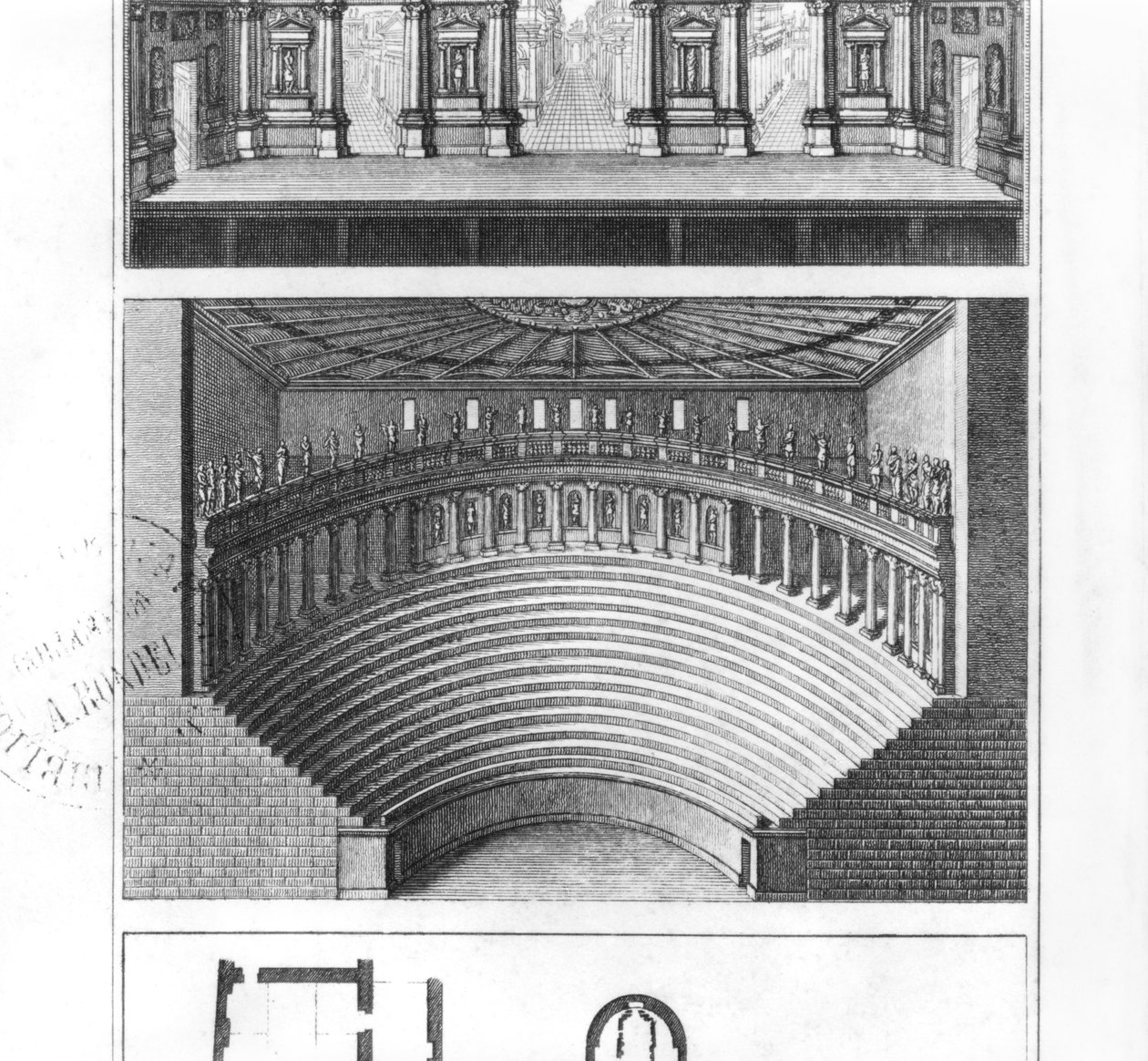 Teatr Olimpijski w Vicenzy, zaprojektowany przez Andreę Palladio (1508-80) autorstwa Italian School