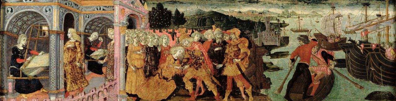 Powrót Ulissesa, kaseton, sieneński (olej na desce) autorstwa Italian School