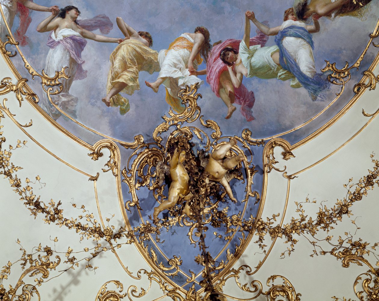 Fragment fresku „Sala di Rappresentanza” (Sala Reprezentantów) przedstawiający tańczące nimfy (fresk) autorstwa Italian School