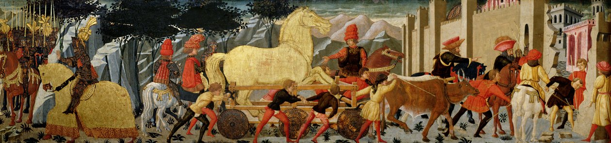 Koń trojański (olej na panelu) autorstwa Italian School