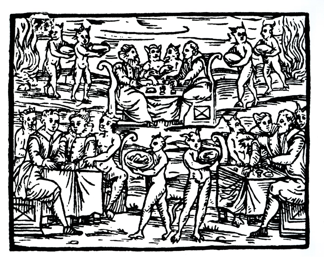 Sabat czarownic, kopia ilustracji z Compendium Maleficarum autorstwa ks. M. Guaccius, Mediolan 1608, wykorzystana w Historii magii, wydana pod koniec XIX wieku autorstwa Italian School