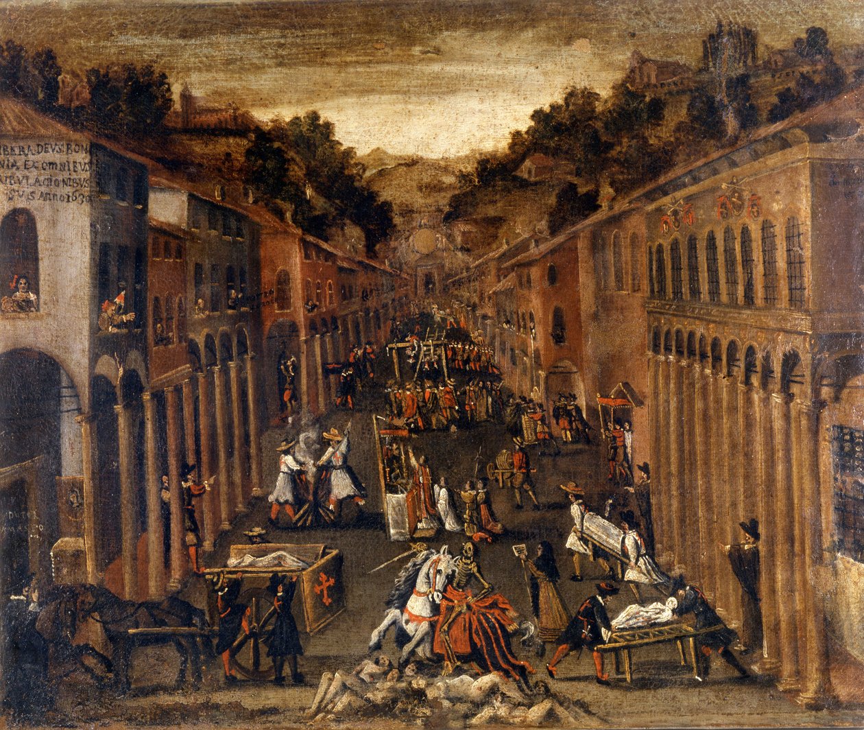 Plaga 1630 w Bolonii. farba.Własność banku w Bolonii autorstwa Italian School