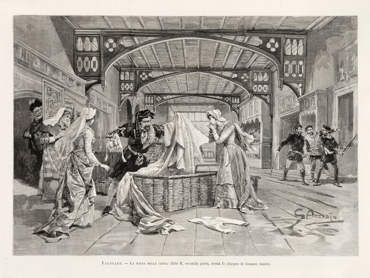 Scena kosza (Akt II, część druga, scena I) z opery Falstaff Giuseppe Verdiego, z L