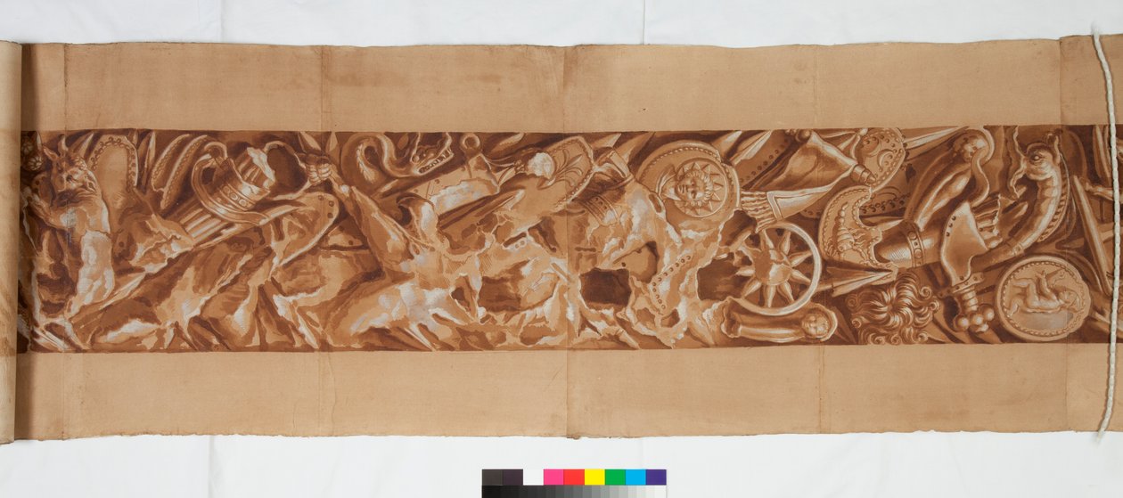 Three Drawings after the Antique, ok. 1750 (rysunek pędzlem wzmocniony brązowym rozmyciem nad słabym oznaczeniem czarną kredą) autorstwa Italian School