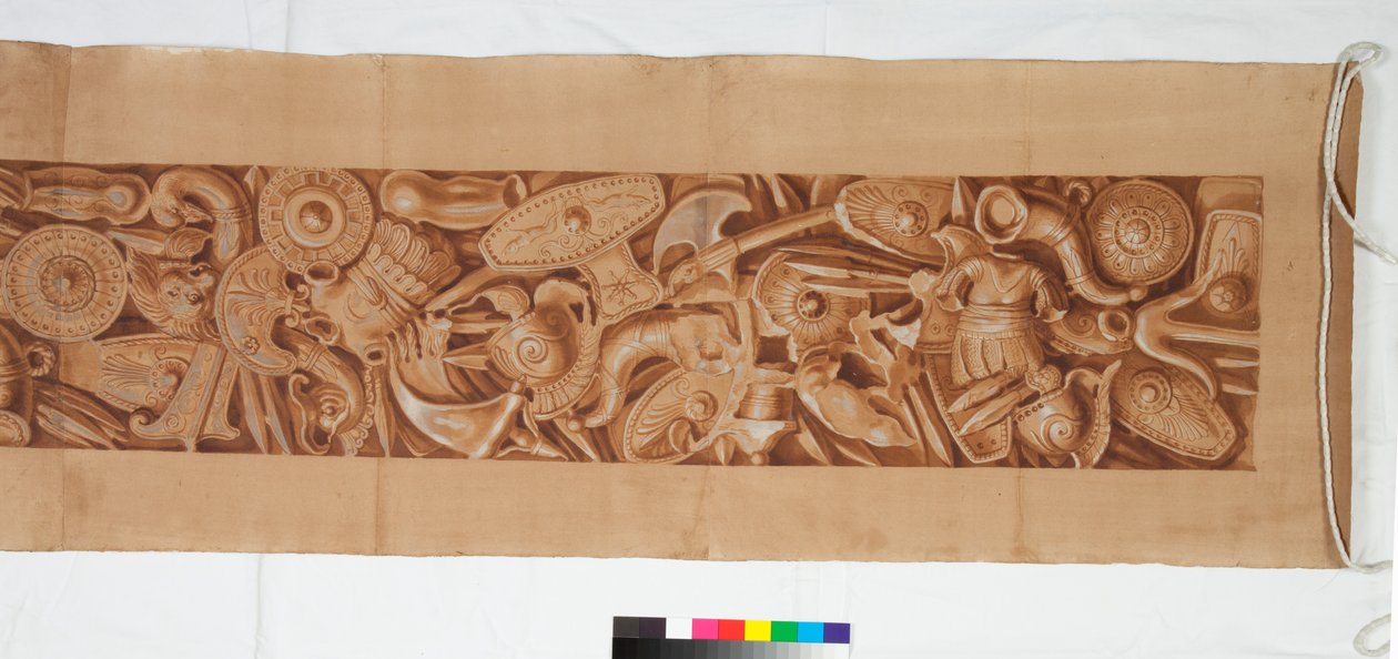 Three Drawings after the Antique, ok. 1750 (rysunek pędzlem wzmocniony brązowym rozmyciem nad słabym oznaczeniem czarną kredą) autorstwa Italian School