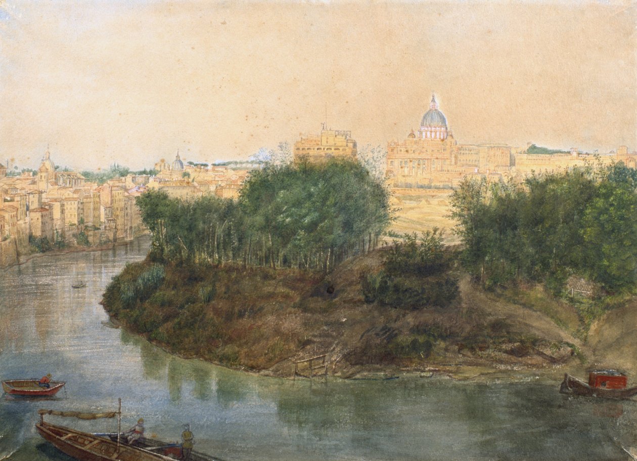 Tiber Island (ołówek i toaleta na papierze) autorstwa Italian School