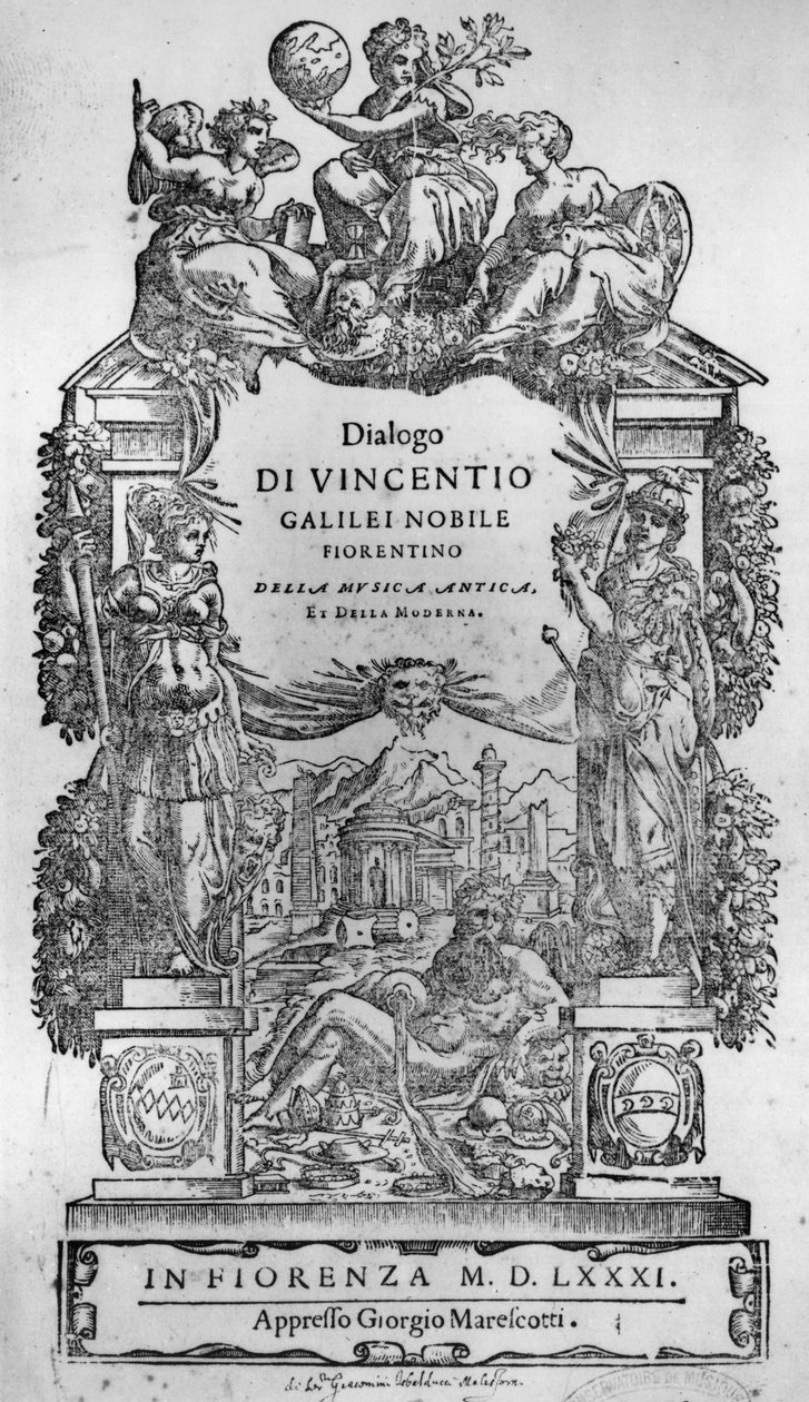 Strona tytułowa Della Musica Antica et (sic) della Moderna Vincenzo Galilei, 1581 autorstwa Italian School