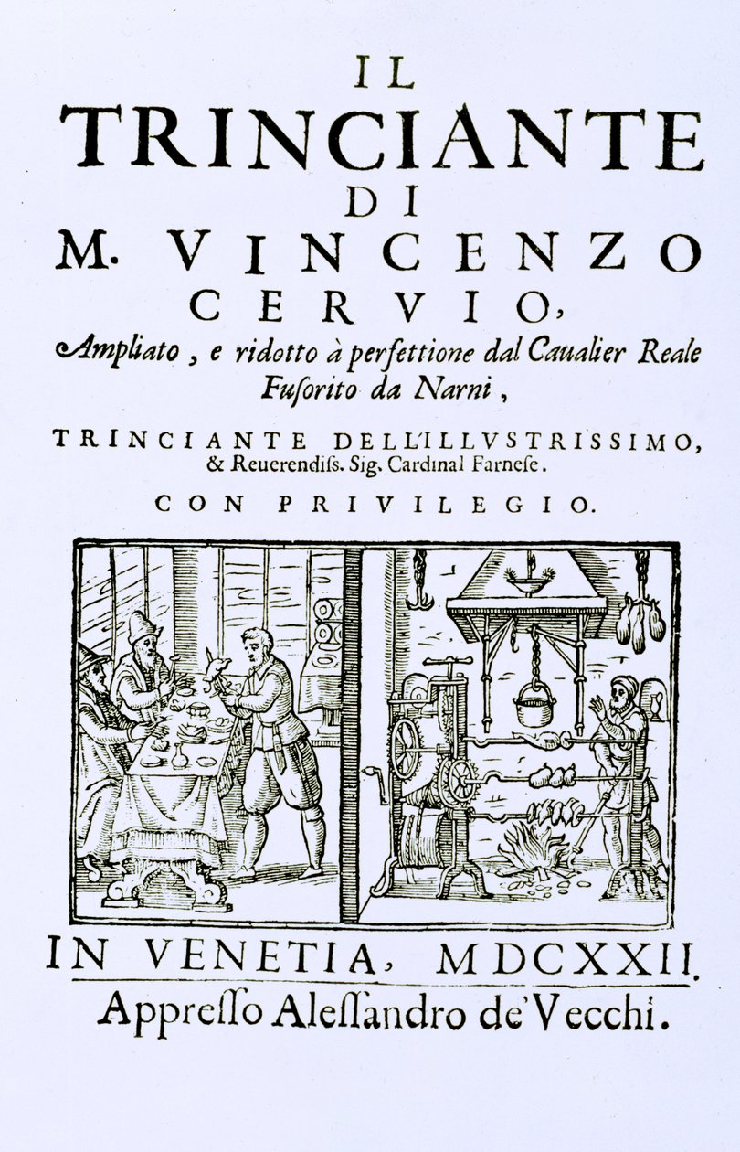 Strona tytułowa włoskiej książki kucharskiej, wyd. Wenecja, 1622 autorstwa Italian School