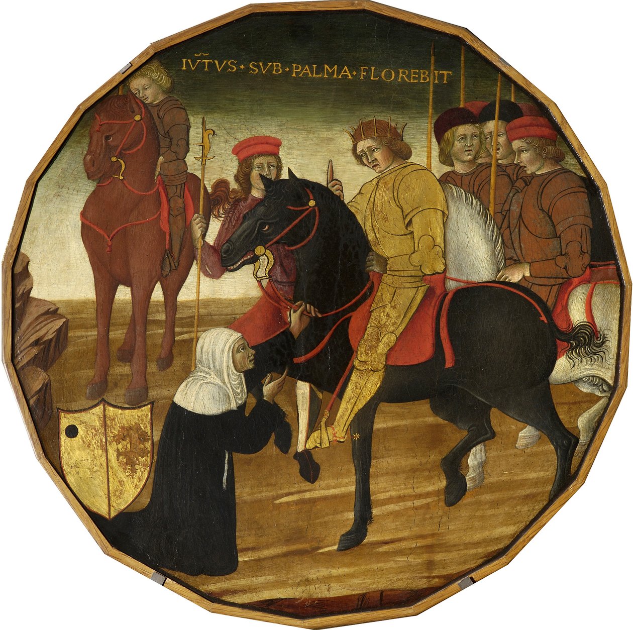 Trajan i wdowa (tempera ze złotem i srebrem na panelu) autorstwa Italian School