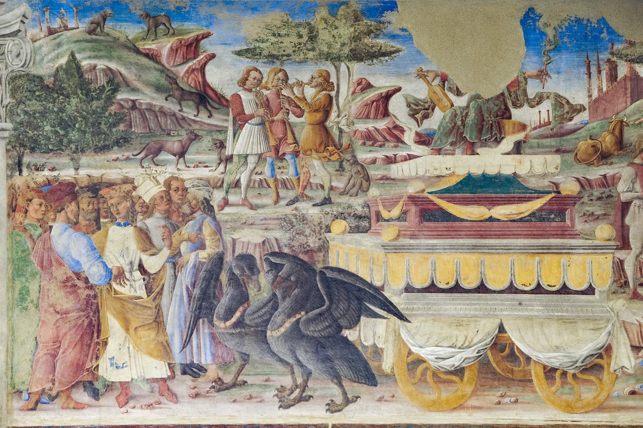 Triumf Merkurego, Sala Miesięcy, Ściana Północna: „Czerwiec”, ok. 1468-70 (fresk) autorstwa Italian School