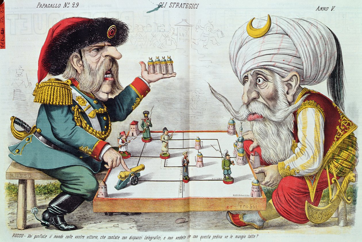 Turcja i Rosja grają w strategię, z Le Perroquet, 1877 autorstwa Italian School