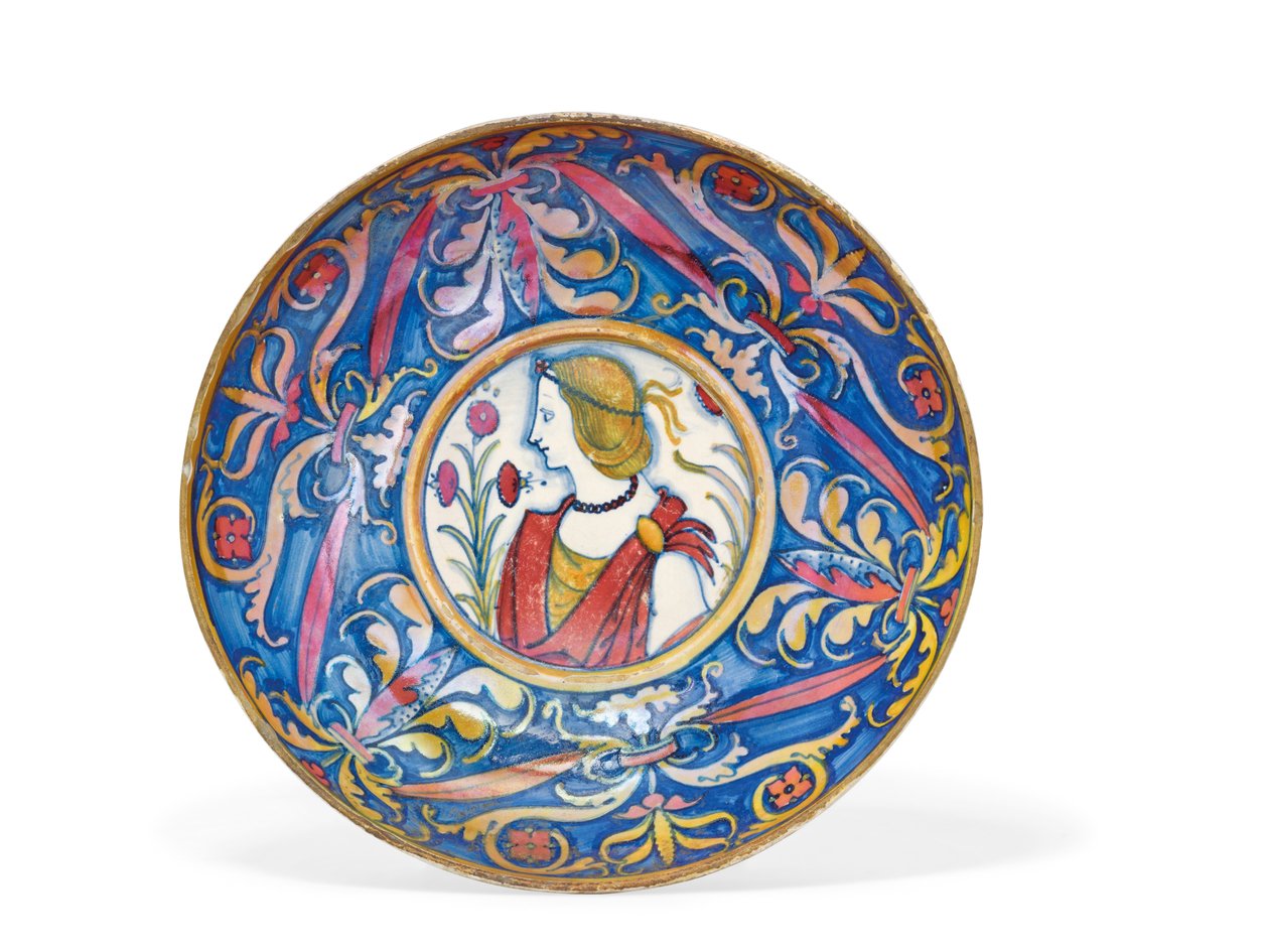 Umbryjska majolika złota i rubinowy połysk naczynie na nóżkach, od Deruty do Gubbio, ok. 1510-20 autorstwa Italian School