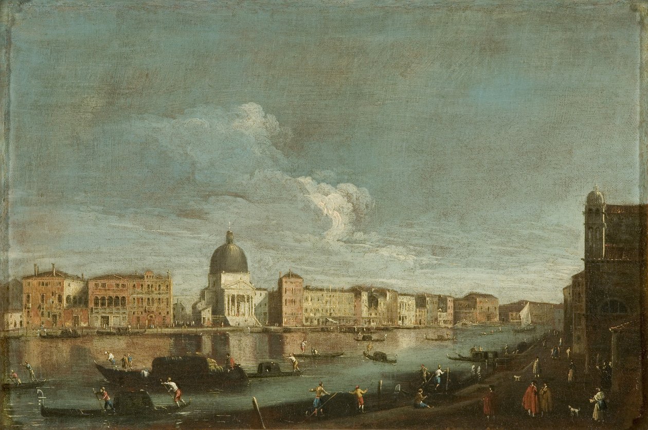 Widok San Simeone Piccolo na Canal Grande, Wenecja, ok. 1760 (olej na płótnie) autorstwa Italian School