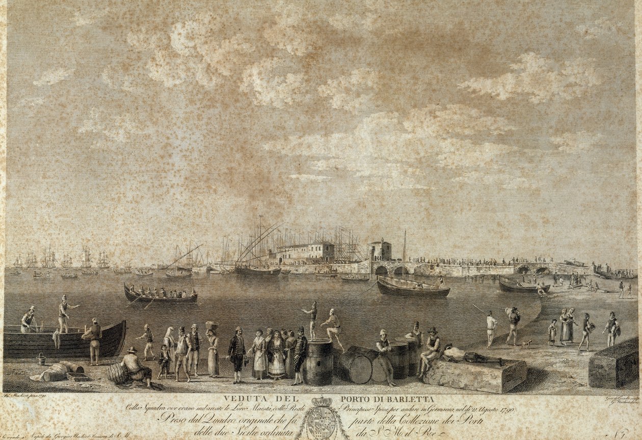 Widok na port Barletta autorstwa Italian School