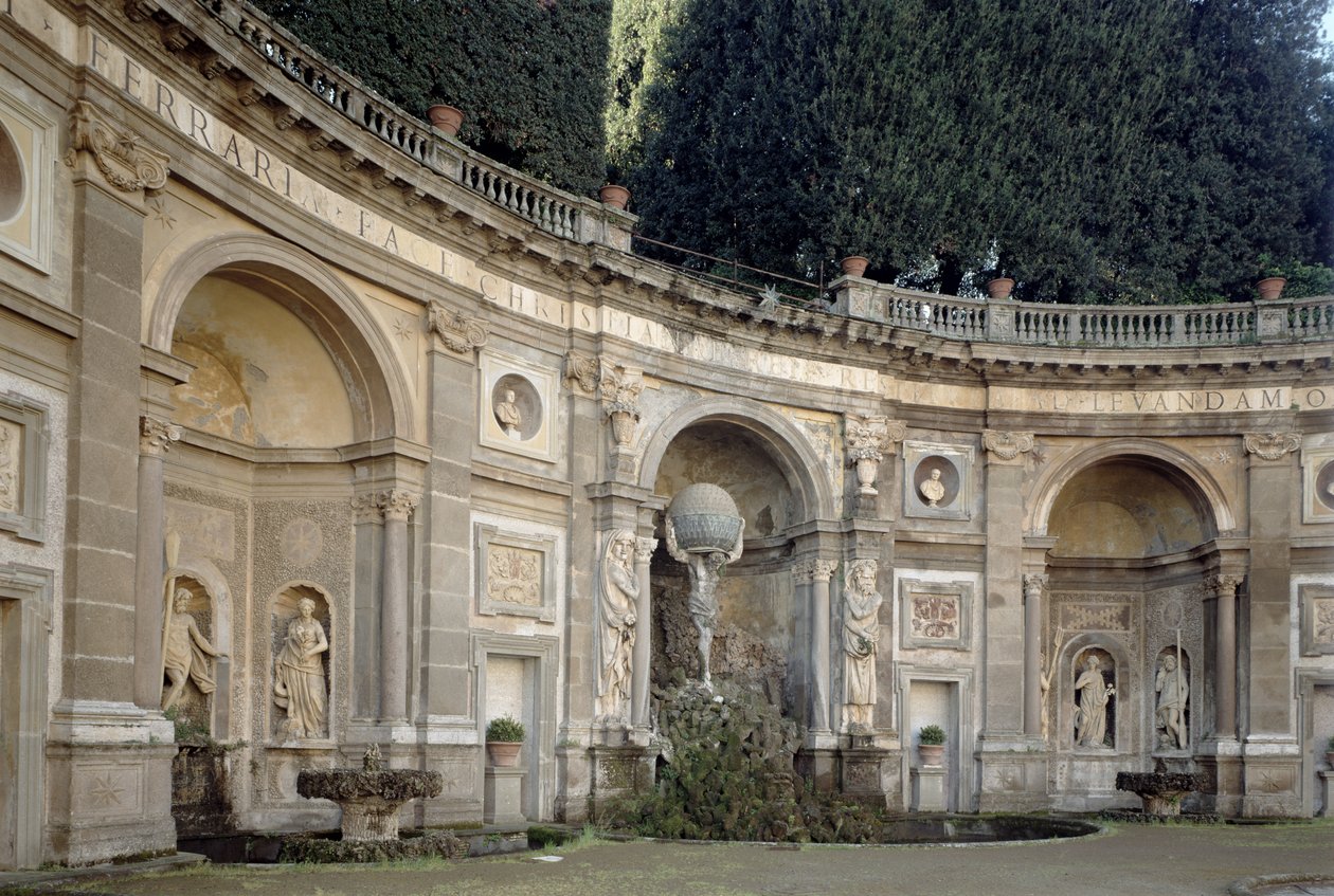 Widok na Teatro dellAqua (Teatr Wodny), zaprojektowany przez Giacomo della Porta (1532-1602), wykonany przez Giovanniego Fontanę (1540-1614) i Carlo Maderno (1556-1629) 1601 autorstwa Italian School