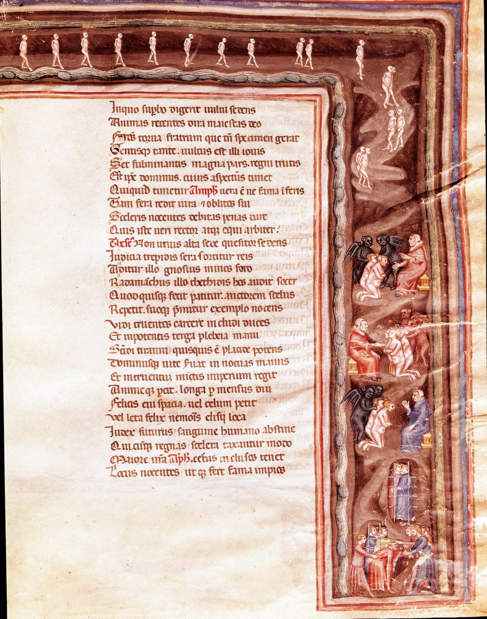 Widok zaświatów, ilustracja do Herkulesa Wściekłego Seneque (Miniatura autorstwa Italian School