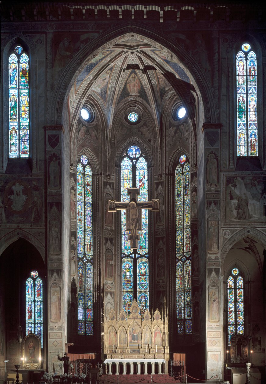 Widok na cappella maggiore kościoła Santa Croce z freskiem, początek XIV wieku autorstwa Italian School