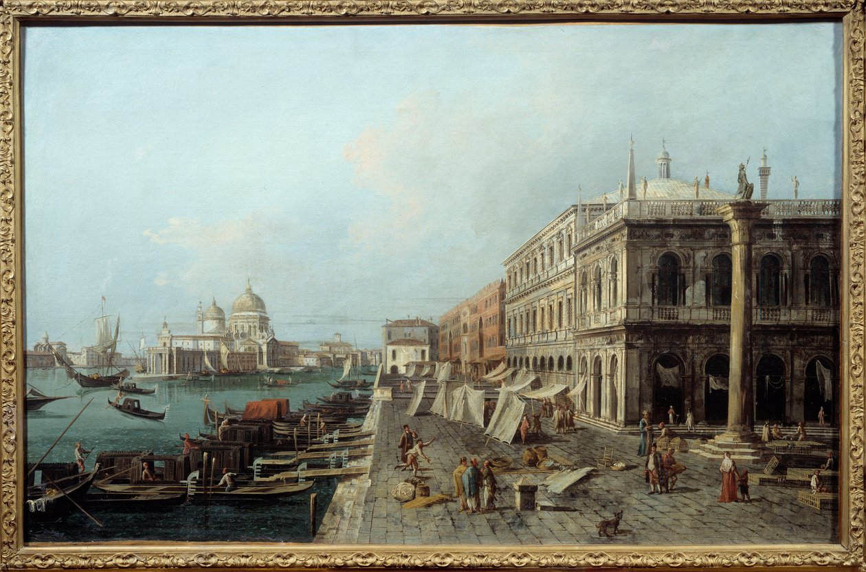 Widok na kret przed Zecca w Wenecji w XVIII wieku. Anonimowy obraz szkoły włoskiej. Nantes, Muzeum Sztuk Pięknych autorstwa Italian School