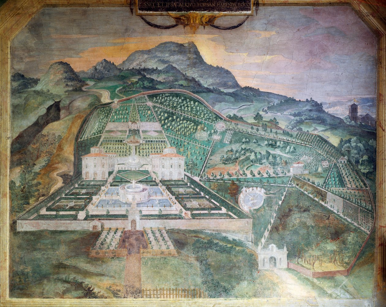 Villa Lante w Bagnaia, ok. 1581 r. (świeże) autorstwa Italian School