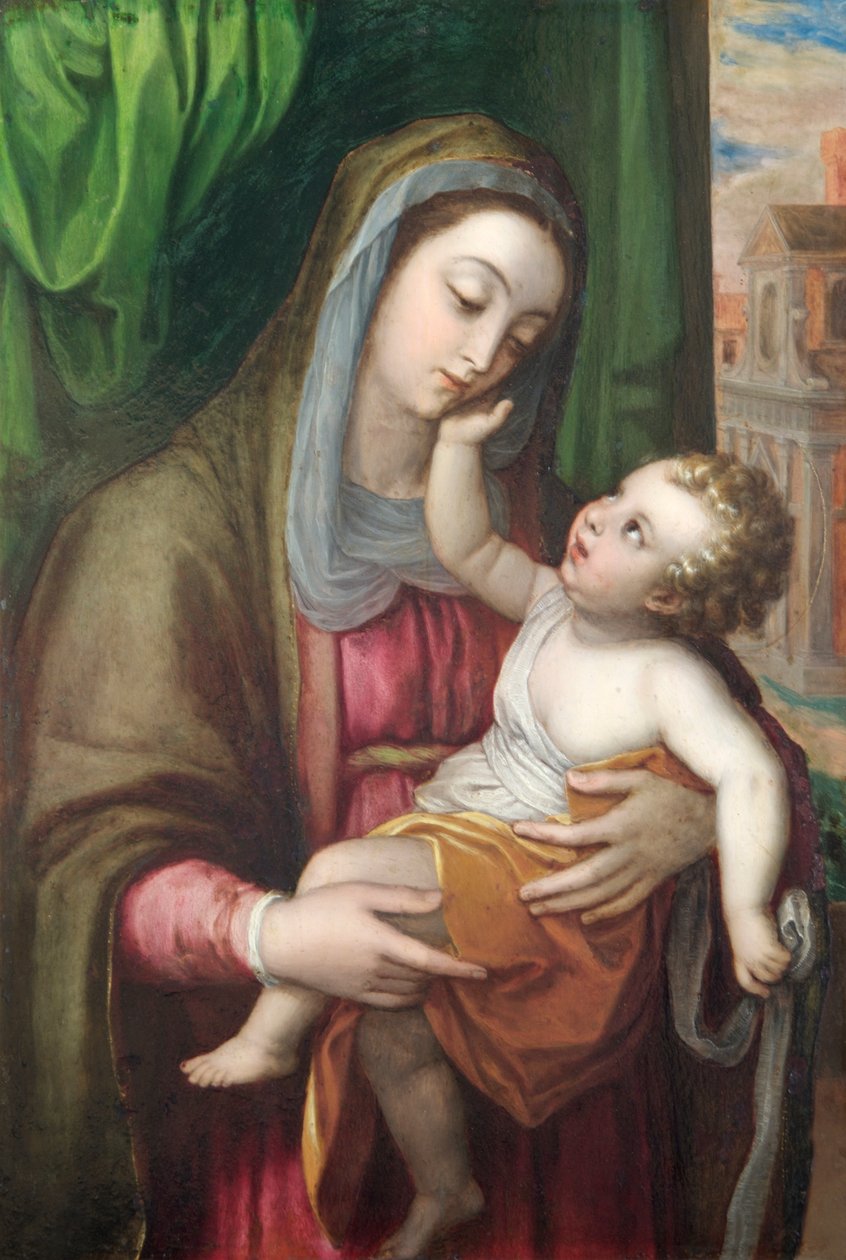 Dziewica z Dzieciątkiem, ok. 1600 r. (olej na miedzi) autorstwa Italian School