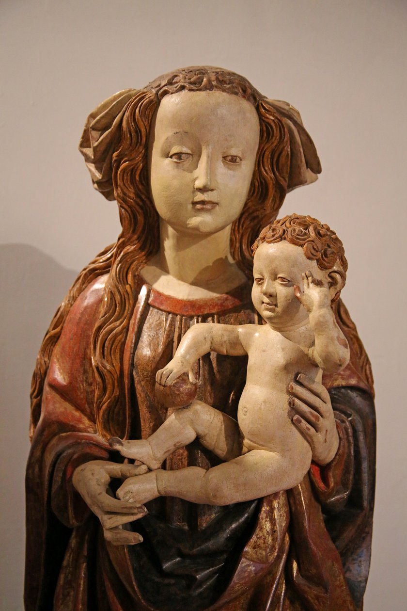 Dziewica z Dzieciątkiem pochodzenia szwabskiego (drewno malowane) autorstwa Italian School