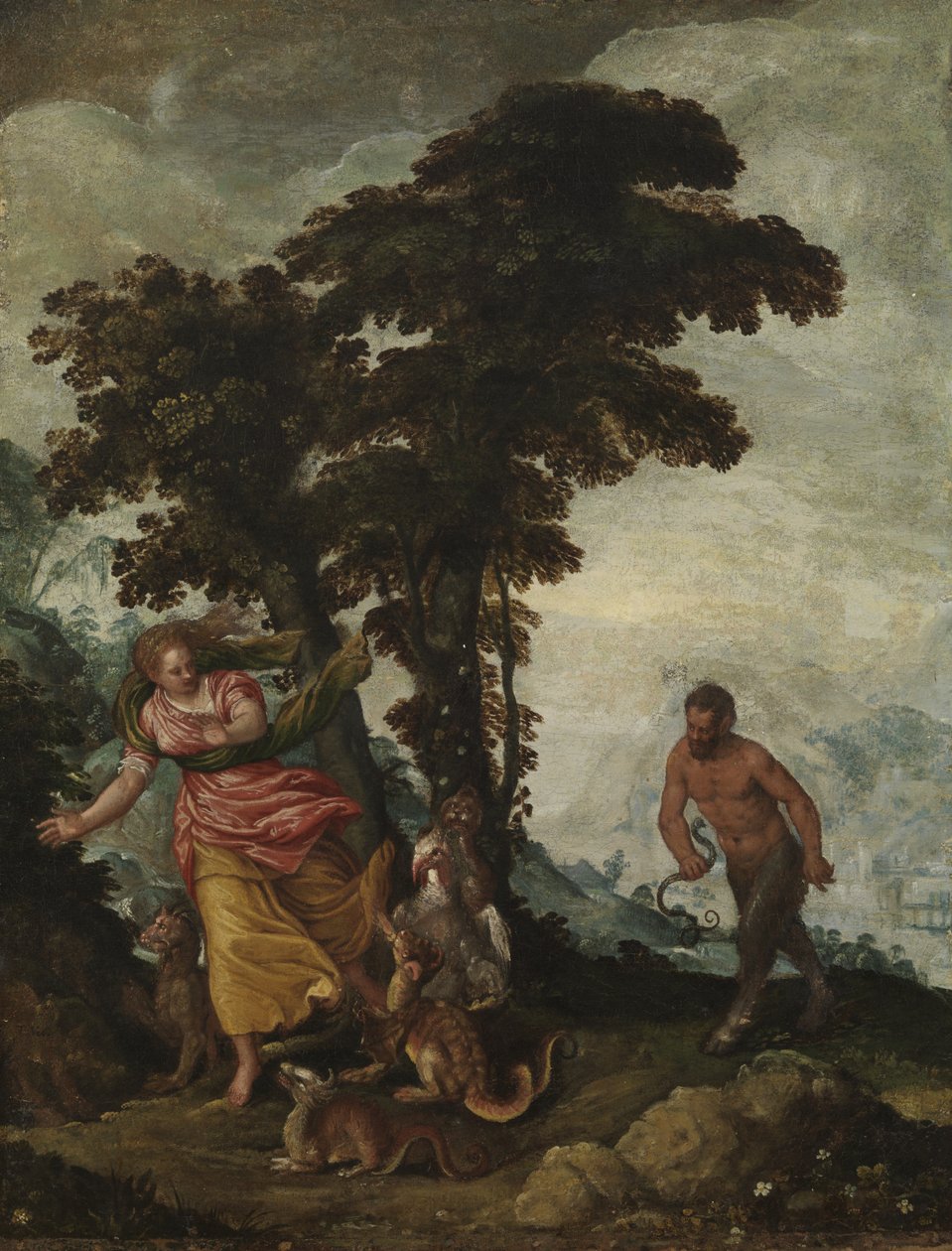 Cnota ścigana przez Vice, ok. 1570-1600 (olej na płótnie) autorstwa Italian School