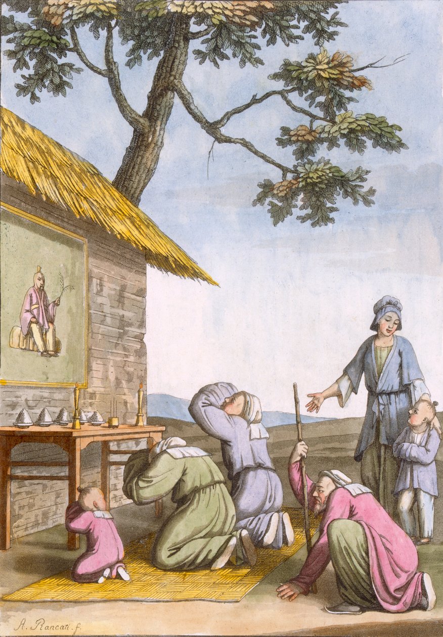Taoistyczna kapliczka przydrożna na wsi, z kostiumu Dei... Giulio Ferrario, ok. 1820-30 autorstwa Italian School