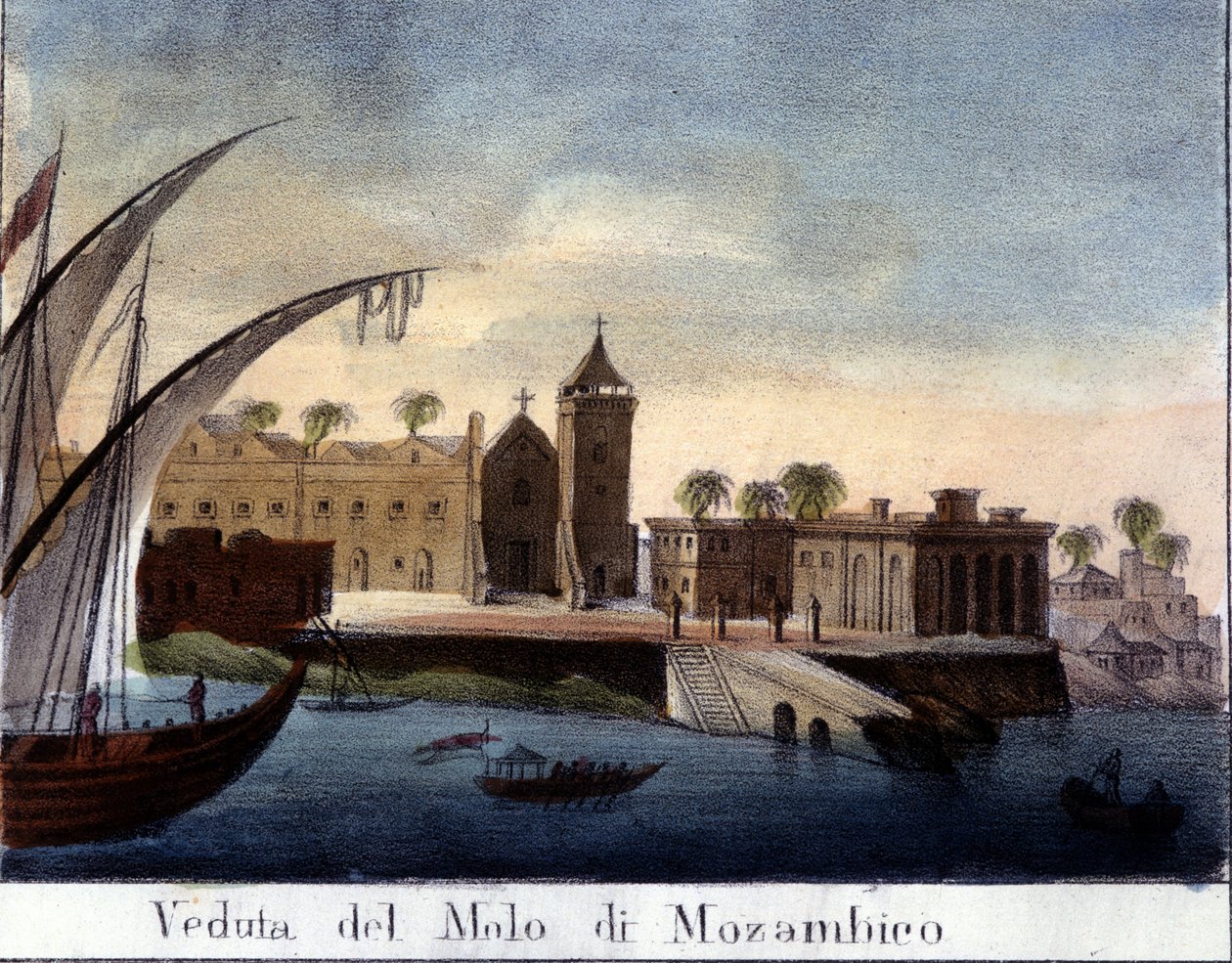Nabrzeże w Mozambiku, dawnej prowincji portugalskiej. autorstwa Italian School