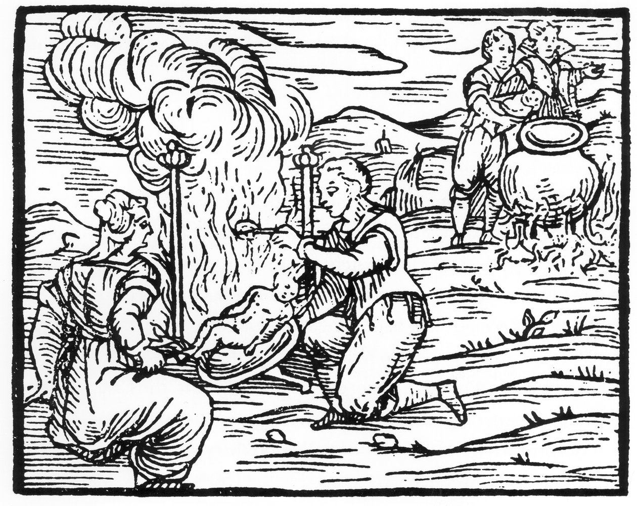 Czarownice piekące i gotujące niemowlęta, kopia ilustracji z Compendium Maleficarum autorstwa ks. M. Guaccius, Mediolan 1608, używanej w Historii magii, opublikowanej pod koniec XIX wieku autorstwa Italian School