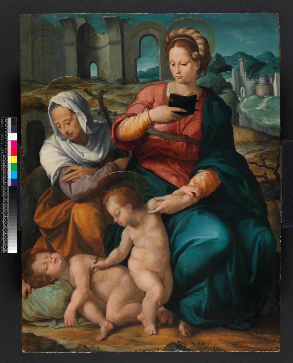 Dziewica z Dzieciątkiem ze św. Elżbietą i Dzieciątkiem Chrzcicielką, Florentine (panel) autorstwa Italian School Italian School