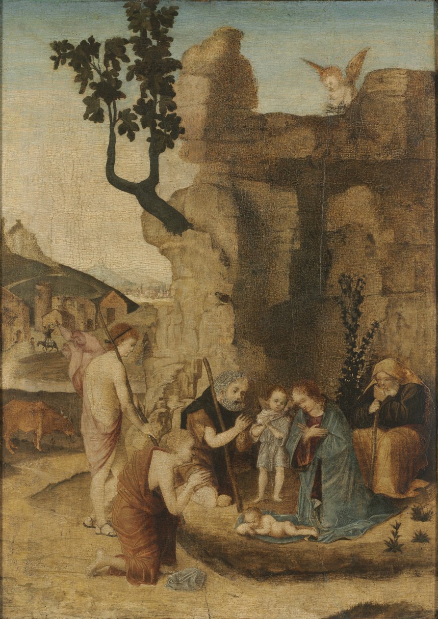 Pokłon pasterzy, ok. 1500 (olej na drewnie) autorstwa Italian School