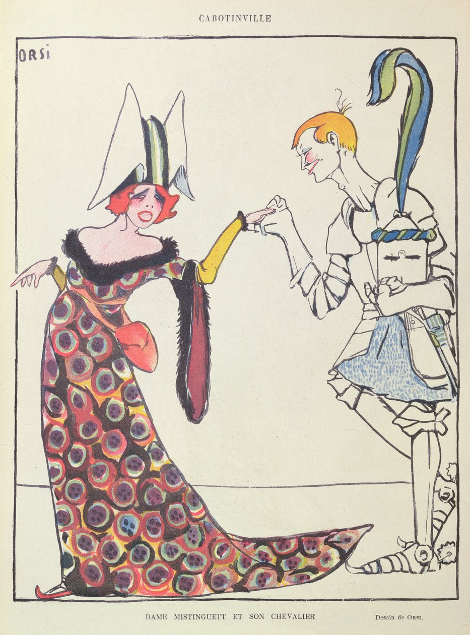 Mistinguett (1875-1956) i jego rycerz, karykatura z „Le Rire” autorstwa Italo Orsi