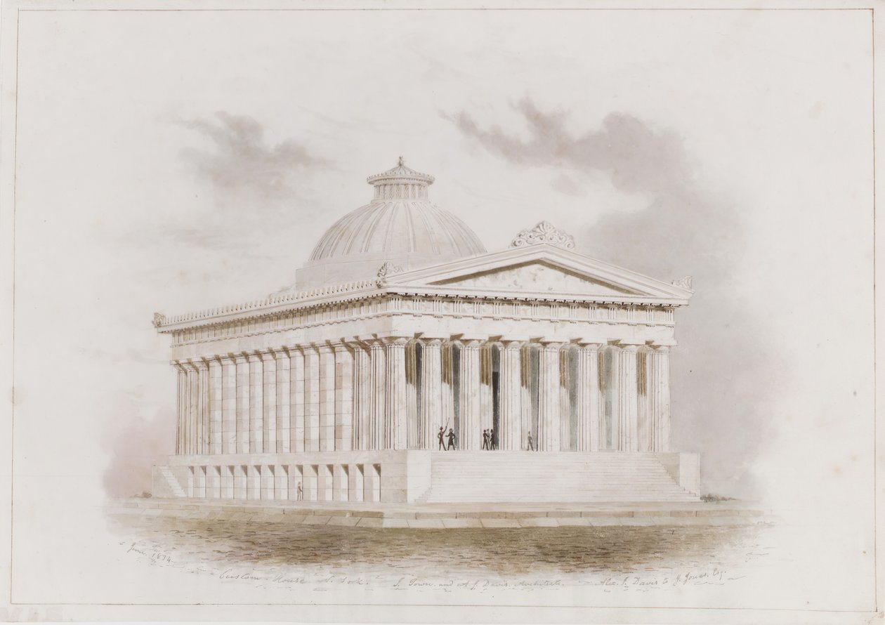 US Custom House, perspektywa Nowego Jorku, 1834 autorstwa Ithiel Town